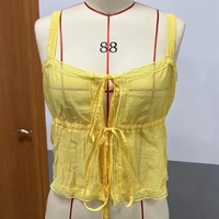 Yellow Milkmaid Hollow Out Crop Top - Thumbnail 4