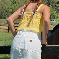 Yellow Milkmaid Hollow Out Crop Top - Thumbnail 5