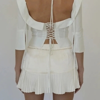 Low Waist Pleated Tennis Mini Skirt - Thumbnail 5