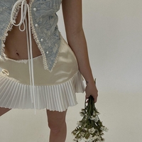 Low Waist Pleated Tennis Mini Skirt - Thumbnail 4