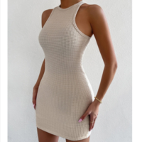 Sexy Solid Color Tight Sleeveless Dress - Thumbnail 2