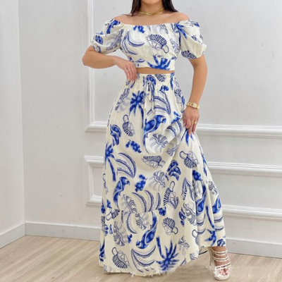 Temperament women's short sleeve printed dress