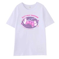 Let's Play Together Bunny Rabbit Gamer Black White Streetwear E-girl Grunge Japanese Y2K Print Cotton Short Sleeved Oversize T-shirt Tees Top - Thumbnail 8