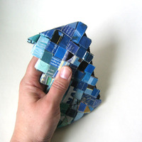 Eco Chic Small Zipper Pouch - Shades of Blue - Thumbnail 1