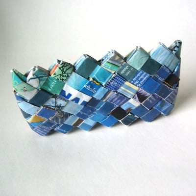 Eco chic small zipper pouch - shades of blue