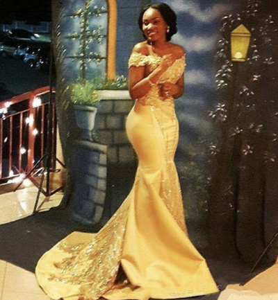 Off Shoulder Prom Dresses Yellow Mermaid