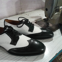 Men's Top Line Black Wingtip Festival Dress Shoes Handmade Shoes - Thumbnail 2