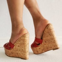 High Heels Sexy Wedge Sandals Party Shoes Slippers-Red - Thumbnail 3