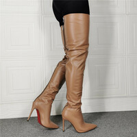 Women Thigh High Boots Over The Knee Shoes Pointed Toe High Heels Side Zipper Female Long Boots - Thumbnail 2