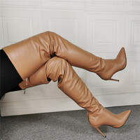 Women Thigh High Boots Over The Knee Shoes Pointed Toe High Heels Side Zipper Female Long Boots - Thumbnail 5