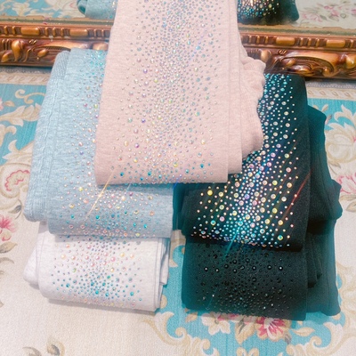 New hot diamond leggings jewel sparkling diamond vertical stripes slim elastic pantyhose - Thumbnail 3