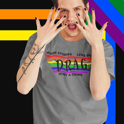 More stories, less guns.  drag is not a crime unisex t-shirt