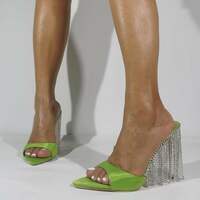 Women's High Heel Sandals, 10 Cm Ladies Open Toe Square Head Chunky Heel Pump Slippers - Thumbnail 2