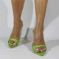 Women's High Heel Sandals, 10 Cm Ladies Open Toe Square Head Chunky Heel Pump Slippers - Thumbnail 4