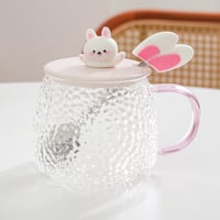 Tulip High Temperature Resistant Glass Water Cup Mug With Lid Spoon Household Coffee Cup - Thumbnail 6