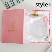 Tulip High Temperature Resistant Glass Water Cup Mug With Lid Spoon Household Coffee Cup - Thumbnail 1