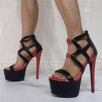Black Sexy Sandals Women Platform Open Toe Strappy Stiletto Heel Sandal Shoes - Thumbnail 2