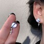 Fantasy Planet Galaxry Universe Purple Blue Gradient Silver Earrings-3