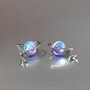 Fantasy Planet Galaxry Universe Purple Blue Gradient Silver Earrings-2