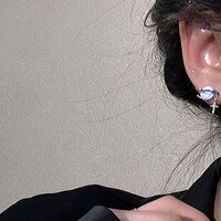 Fantasy Planet Galaxry Universe Purple Blue Gradient Silver Earrings - Thumbnail 5