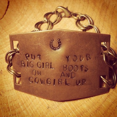 Hand stamped cowgirl bracelet