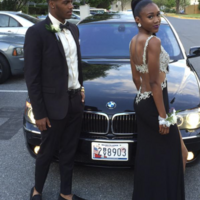 V Neck Slit Prom Dresses Black with Lace - Thumbnail 1