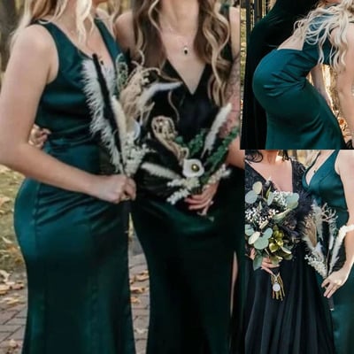 V Neck Bridesmaid Dresses Mermaid Open Back