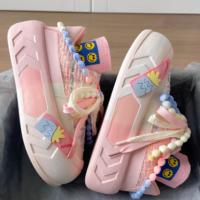 Beads Lace Color Pastel Decorative Summer Spring Girl Women Thick Big Soles White Pink Blue Purple Sporty Sneaker Shoes - Thumbnail 7