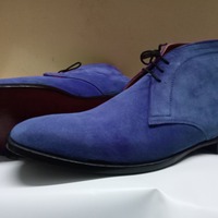 Men Formal Wear Navy Blue Chukka Lace Up Boot - Thumbnail 1