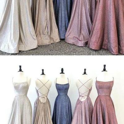 Sparkly glitter spaghetti straps high split prom dresses  - Thumbnail 1