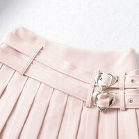 Pastel Pink White Black Cute Angel Double Belts Fresh Spring Summer High Waist Tennis Pleated Short Mini Skirt - Thumbnail 4