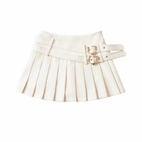 Pastel Pink White Black Cute Angel Double Belts Fresh Spring Summer High Waist Tennis Pleated Short Mini Skirt - Thumbnail 1