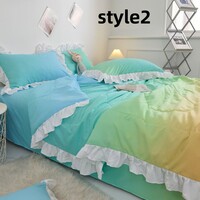 New Gradient Color Princess Fitted Sheet Bed Sheet Duvet Cover Four-Piece Set - Thumbnail 1
