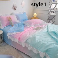 New Gradient Color Princess Fitted Sheet Bed Sheet Duvet Cover Four-Piece Set - Thumbnail 2