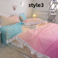 New Gradient Color Princess Fitted Sheet Bed Sheet Duvet Cover Four-Piece Set - Thumbnail 3