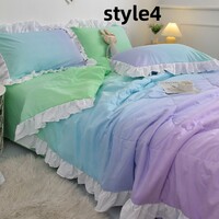 New Gradient Color Princess Fitted Sheet Bed Sheet Duvet Cover Four-Piece Set - Thumbnail 4