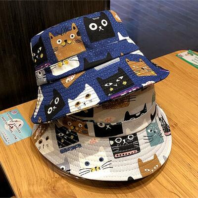 Kawaii cats print fisherman hat