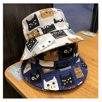 Kawaii Cats Print Fisherman Hat - Thumbnail 5