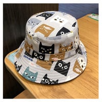 Kawaii Cats Print Fisherman Hat - Thumbnail 6