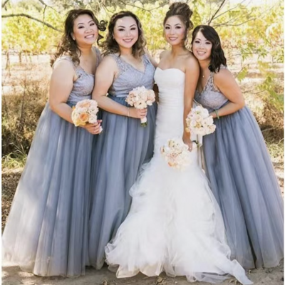 V neck bridesmaid dresses floor length - Thumbnail 1