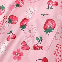 Strawberry Sakura Flower Full Print Short Sleeve Pink Blouse Shirt - Thumbnail 3