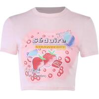Séduire Strawberry Printed Pink Top - Thumbnail 2