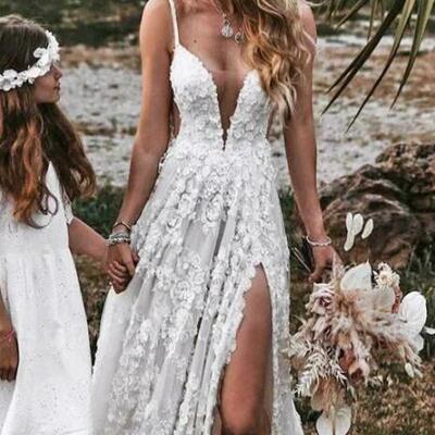 Vintage lace prom dresses backless wedding dress - Thumbnail 1