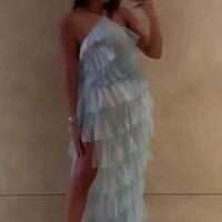 Elegant Sexy Halter Tulle Blue Prom Dress With Layers - Thumbnail 2