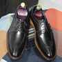 Men's Greeen Shoe, Two Tone Leather Shoe, Split Toe  Oxford Shoes-4