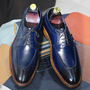 Men's Greeen Shoe, Two Tone Leather Shoe, Split Toe  Oxford Shoes-1
