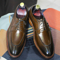 Men's Greeen Shoe, Two Tone Leather Shoe, Split Toe  Oxford Shoes - Thumbnail 6