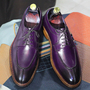 Men's Greeen Shoe, Two Tone Leather Shoe, Split Toe  Oxford Shoes-2