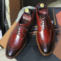 Men's Greeen Shoe, Two Tone Leather Shoe, Split Toe  Oxford Shoes - Thumbnail 7