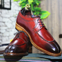 Men's Greeen Shoe, Two Tone Leather Shoe, Split Toe  Oxford Shoes-1